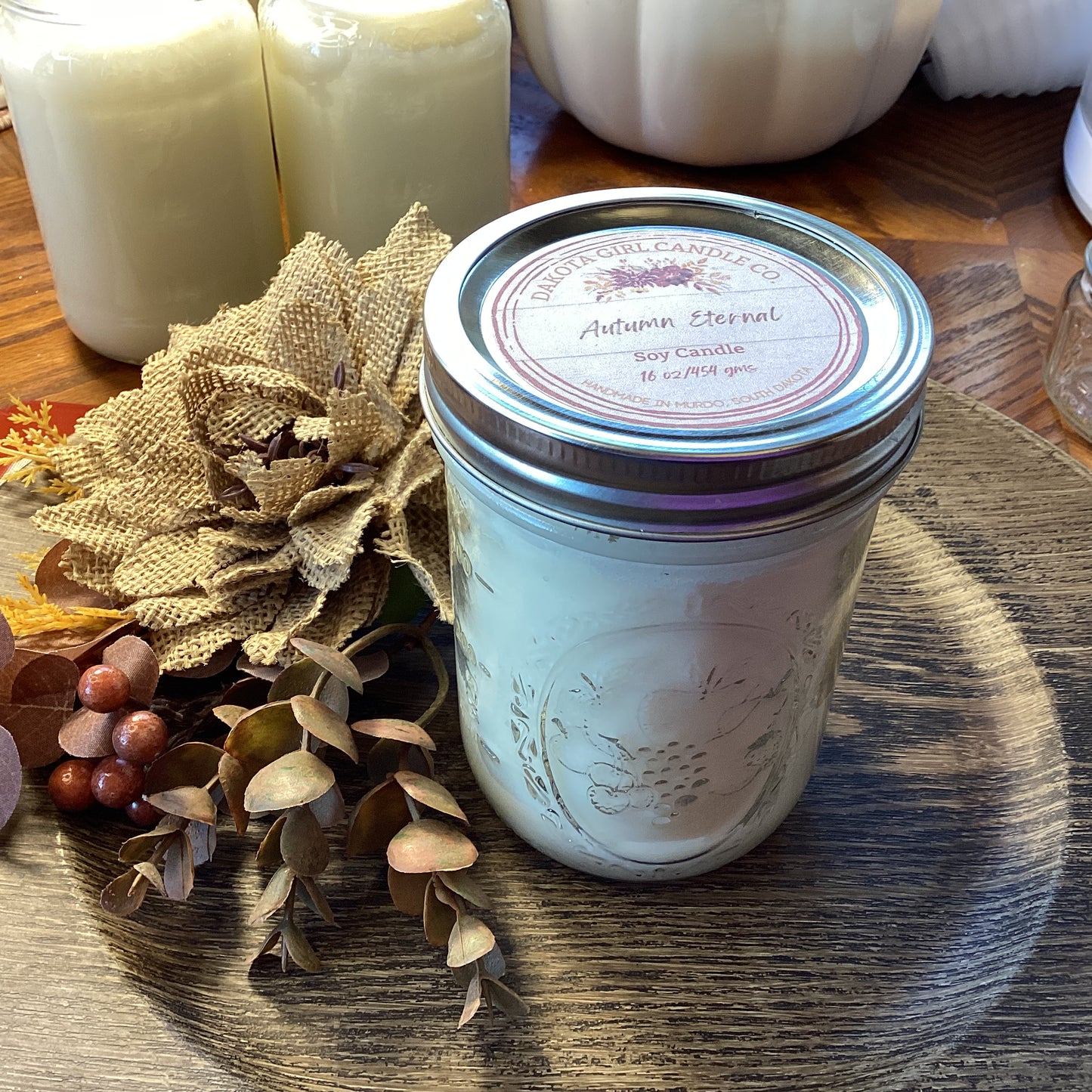 Autumn Eternal Scent - Soy Candle | Clear Mason Jar | Ball Mason Jar | Farmhouse Style | Country Style