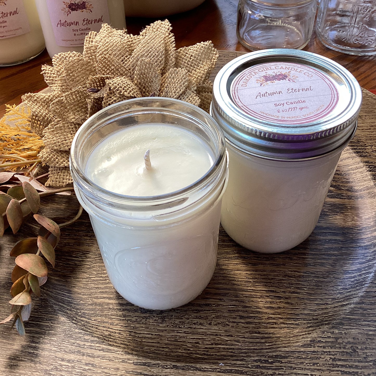 Autumn Eternal Scent - Soy Candle | Clear Mason Jar | Ball Mason Jar | Farmhouse Style | Country Style