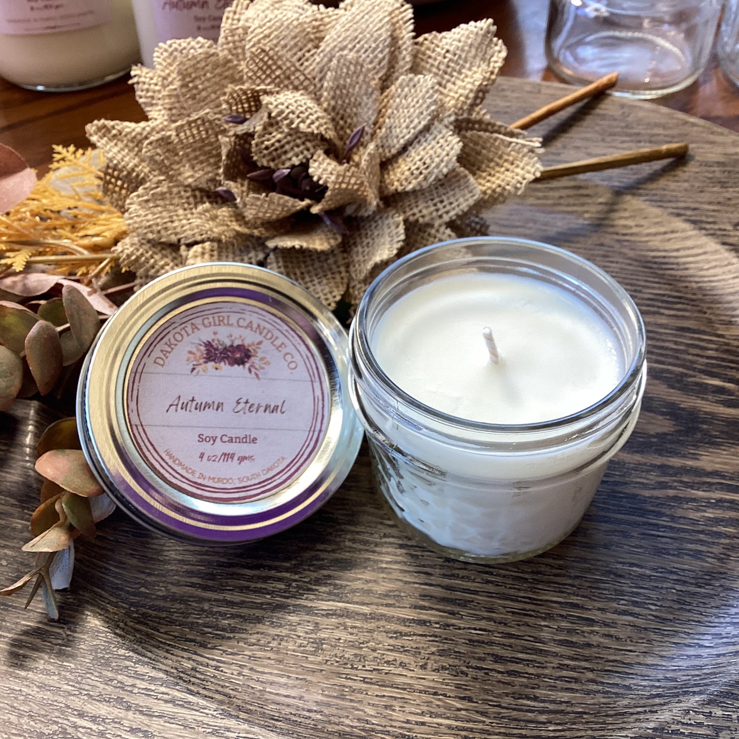 Autumn Eternal Scent - Soy Candle | Clear Mason Jar | Ball Mason Jar | Farmhouse Style | Country Style