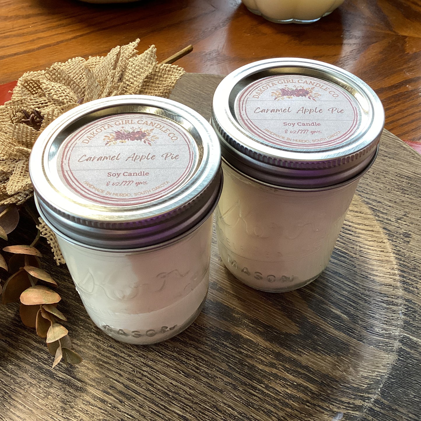 Caramel Apple Pie Scent - Soy Candle | Clear Mason Jar | Ball Mason Jar | Farmhouse Style | Country Style