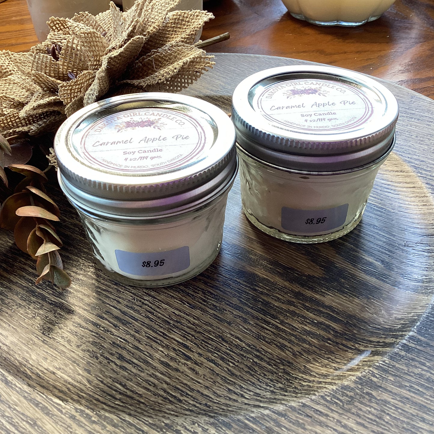 Caramel Apple Pie Scent - Soy Candle | Clear Mason Jar | Ball Mason Jar | Farmhouse Style | Country Style