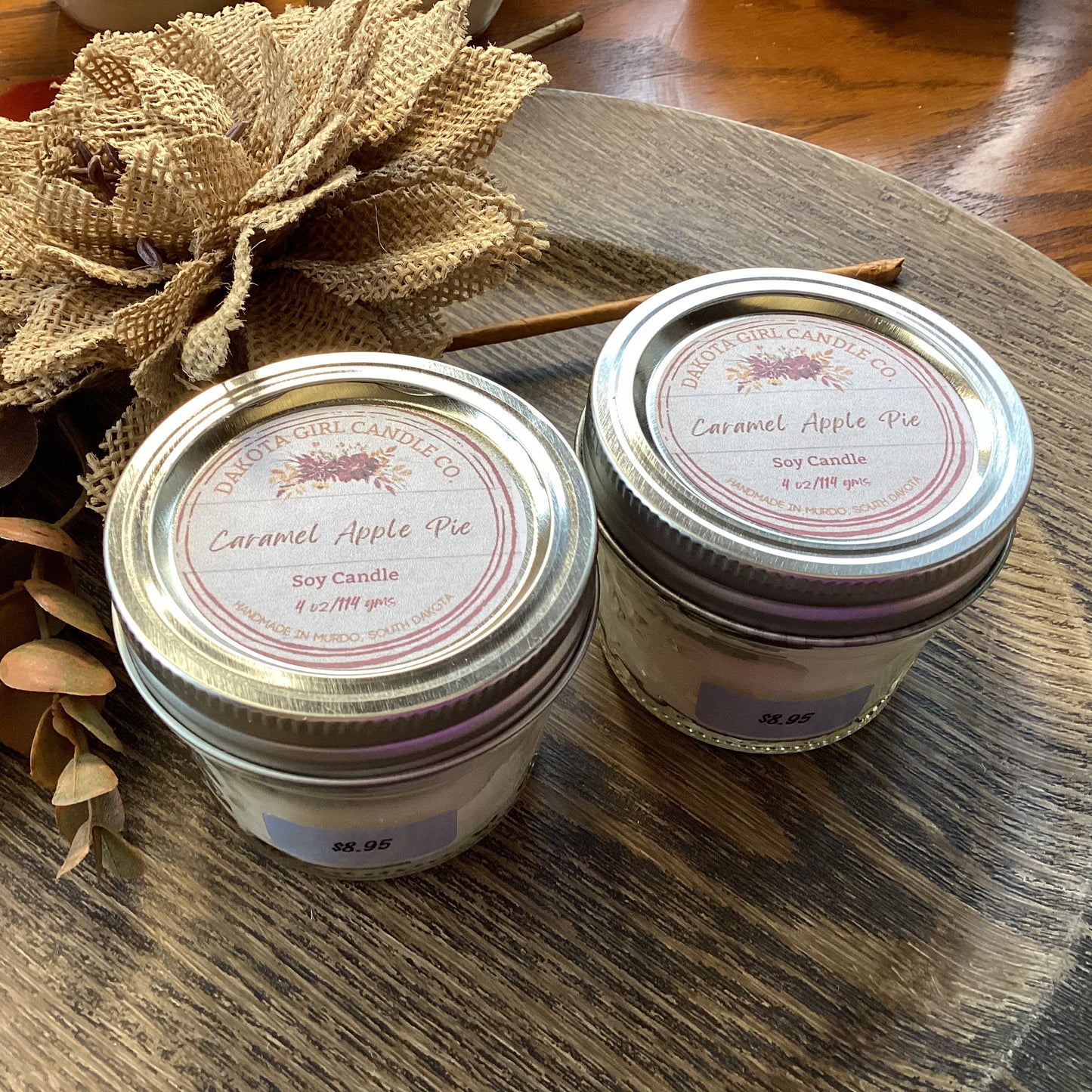 Caramel Apple Pie Scent - Soy Candle | Clear Mason Jar | Ball Mason Jar | Farmhouse Style | Country Style