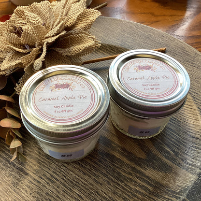 Caramel Apple Pie Scent - Soy Candle | Clear Mason Jar | Ball Mason Jar | Farmhouse Style | Country Style