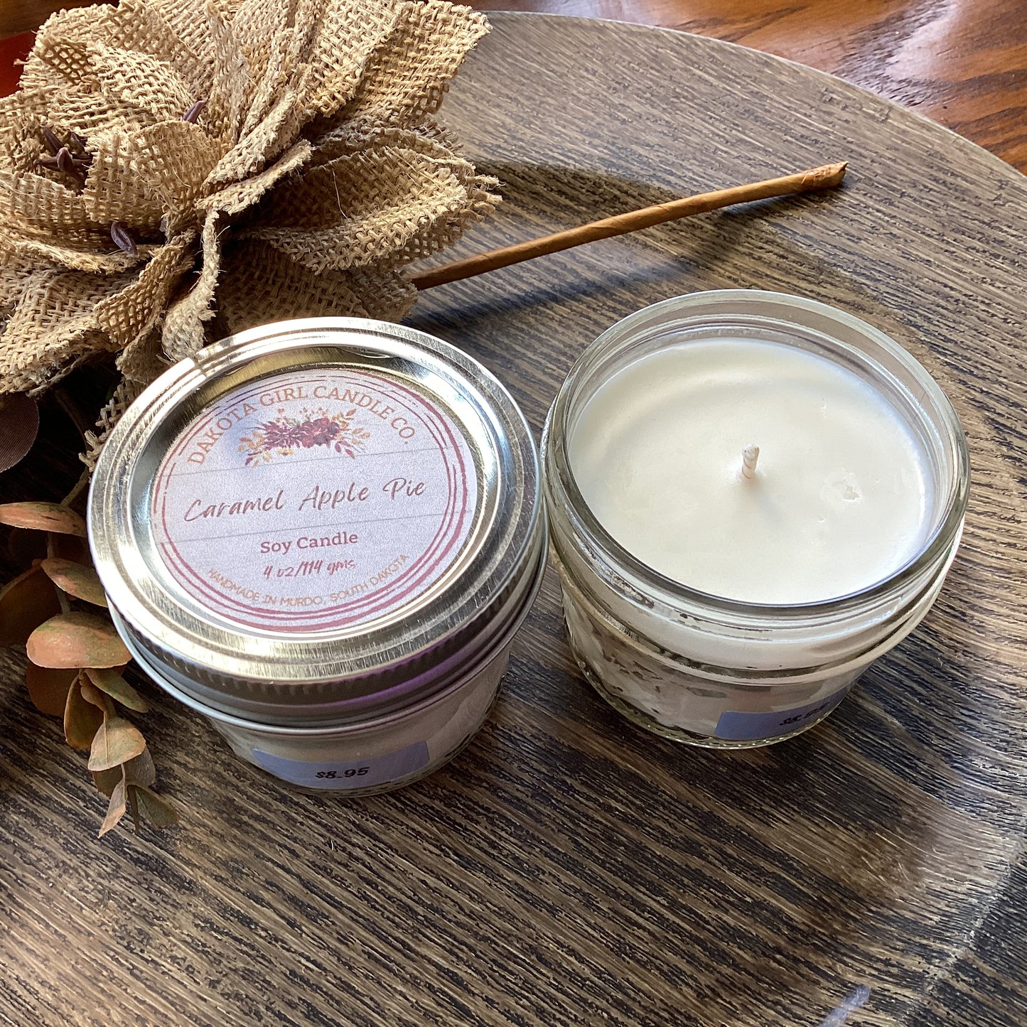 Caramel Apple Pie Scent - Soy Candle | Clear Mason Jar | Ball Mason Jar | Farmhouse Style | Country Style