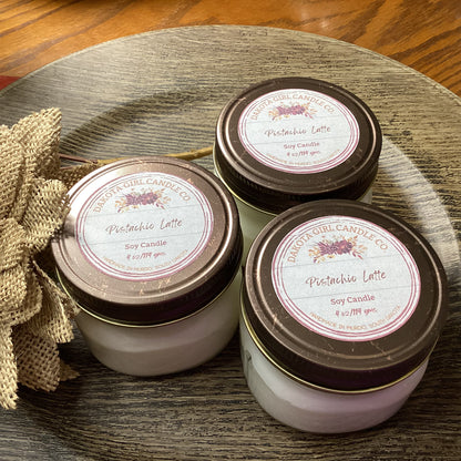 Pistachio Latte Scented - Soy Candle | Clear Mason Jar | Ball Mason Jar | Farmhouse Style | Country Style