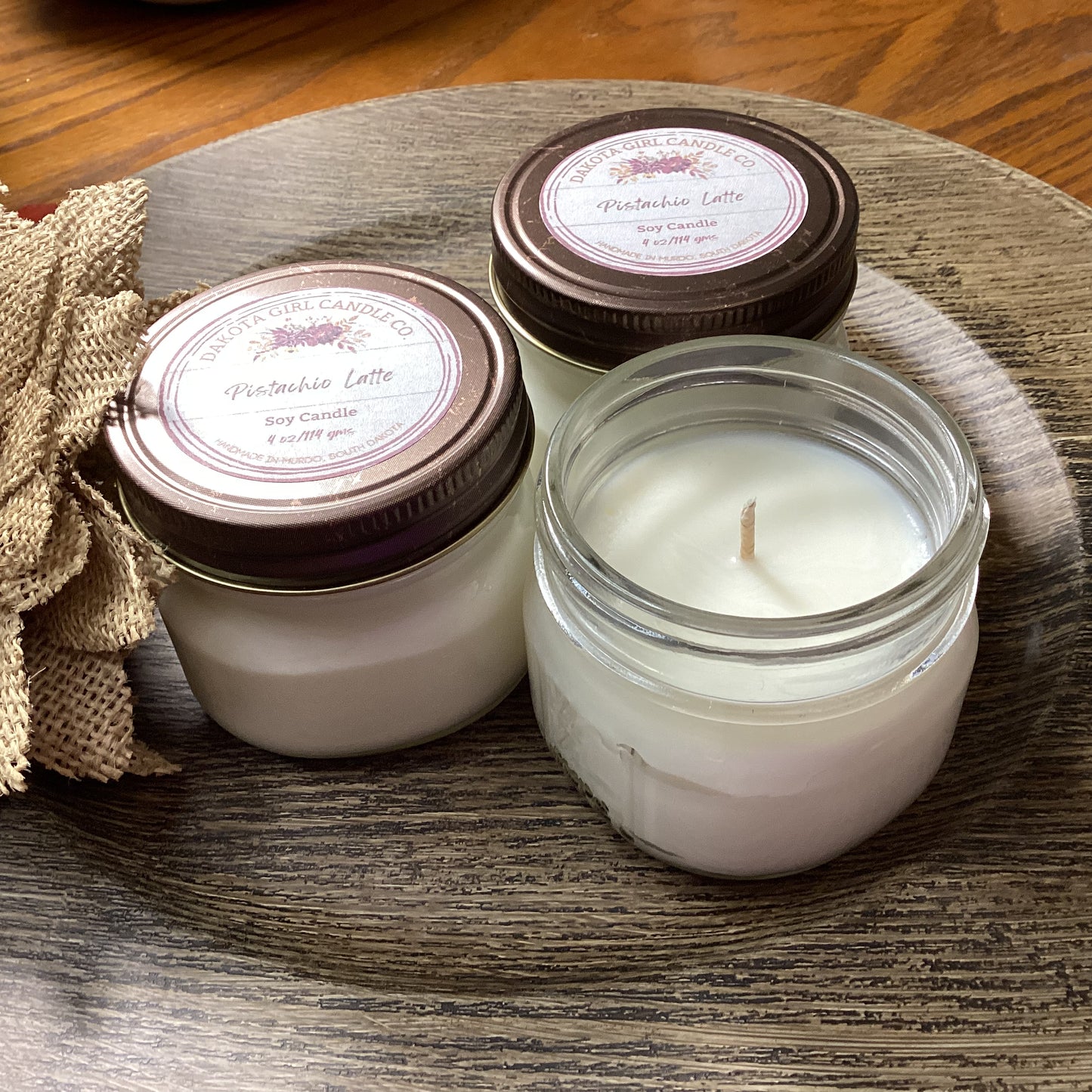 Pistachio Latte Scented - Soy Candle | Clear Mason Jar | Ball Mason Jar | Farmhouse Style | Country Style