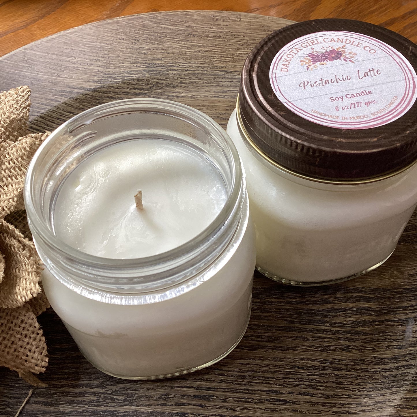 Pistachio Latte Scented - Soy Candle | Clear Mason Jar | Ball Mason Jar | Farmhouse Style | Country Style