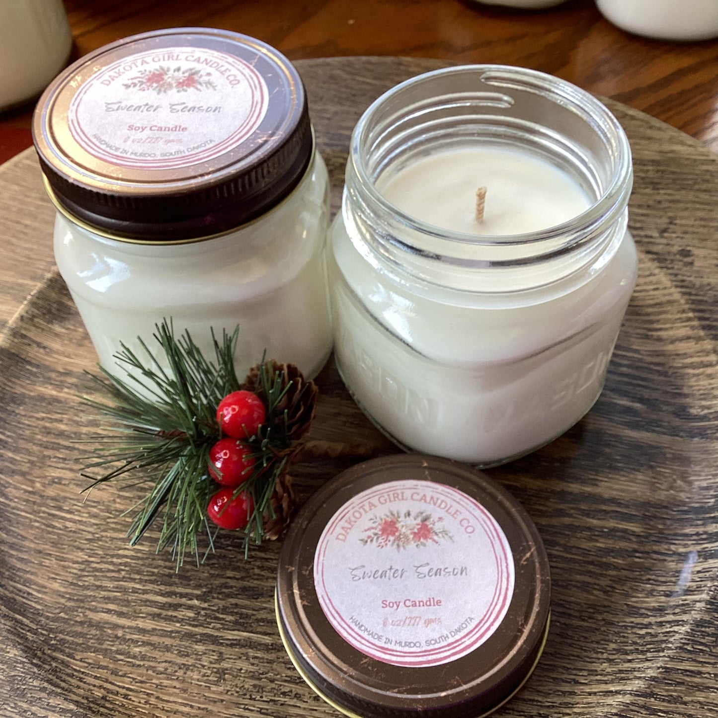 Sweater Season Scented - Soy Candle | Clear Mason Jar | Ball Mason Jar | Farmhouse Style | Country Style