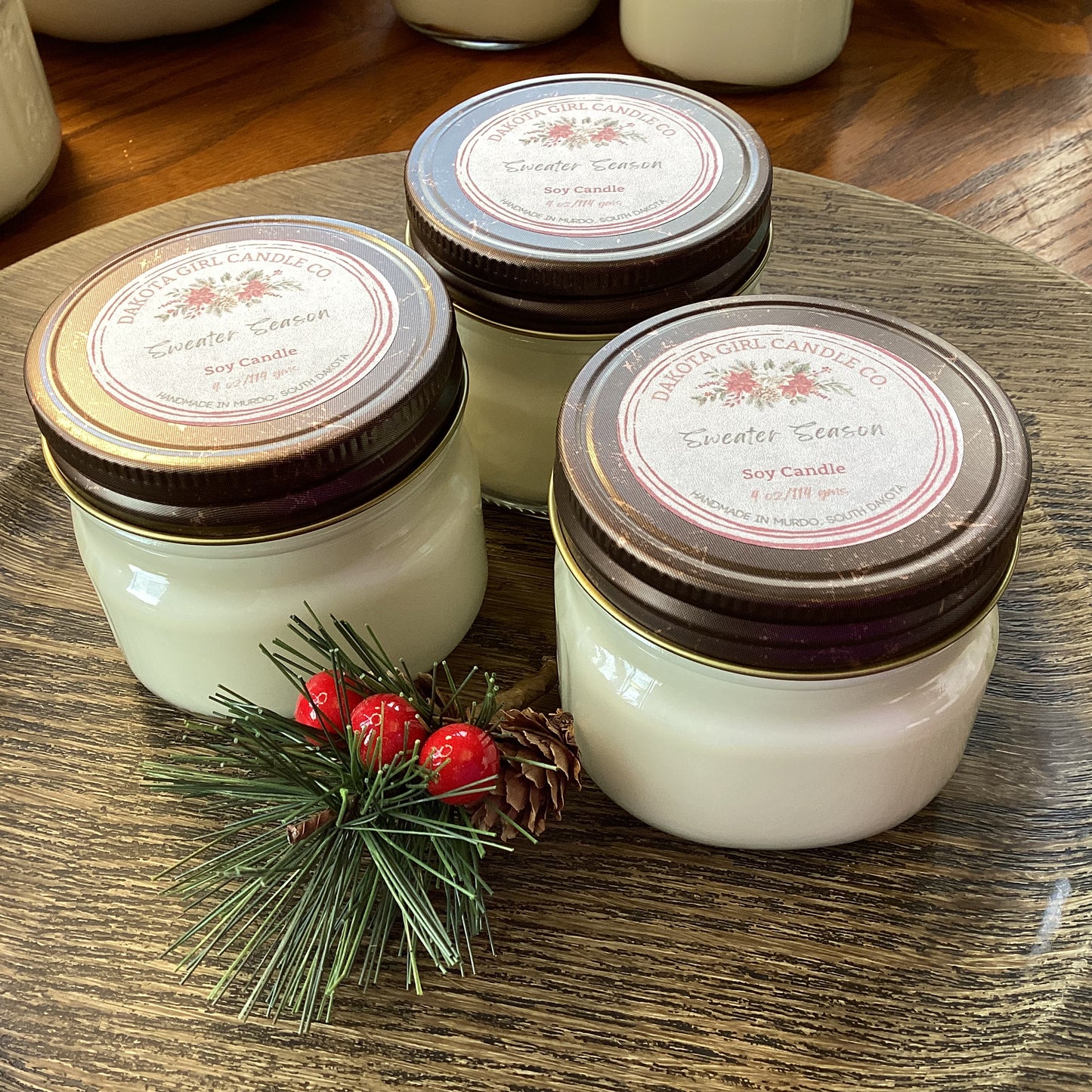 Sweater Season Scented - Soy Candle | Clear Mason Jar | Ball Mason Jar | Farmhouse Style | Country Style