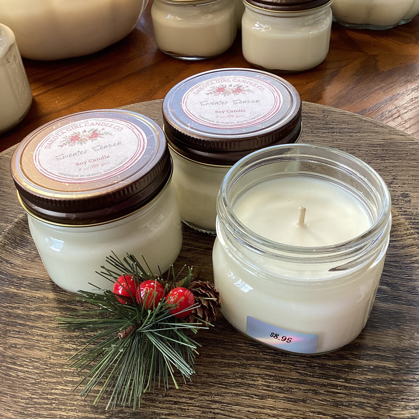 Sweater Season Scented - Soy Candle | Clear Mason Jar | Ball Mason Jar | Farmhouse Style | Country Style