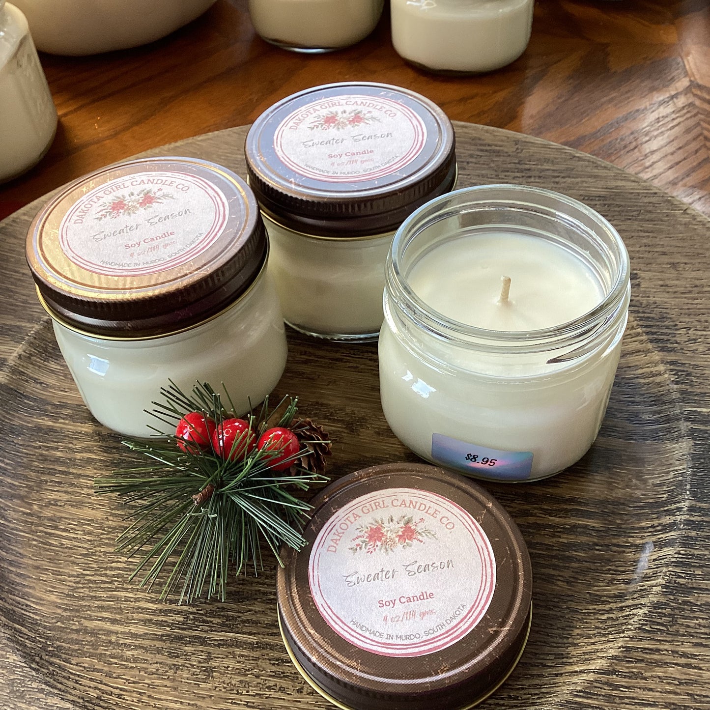 Sweater Season Scented - Soy Candle | Clear Mason Jar | Ball Mason Jar | Farmhouse Style | Country Style