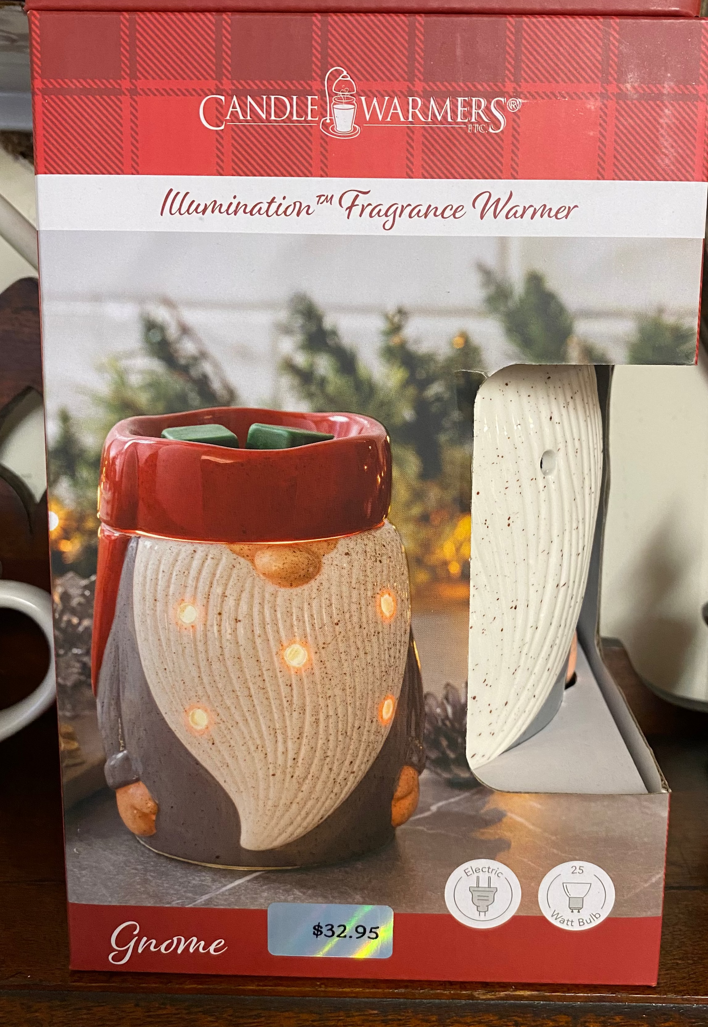Holiday Gnome - Full Size Wax Warmer | Electric Wax Warmer | On/Off Toggle Switch | Candle Warmers, Etc. Brand | Red, Gray, and White
