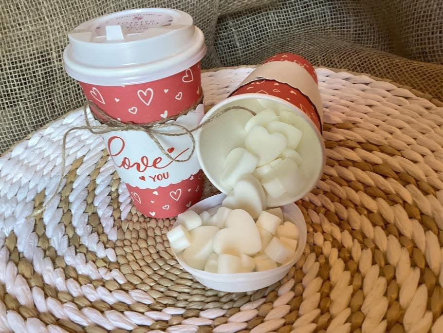 Valentine’s Day Custom Wax Melts | Soy Wax Melts | Dye-Free Soy Wax | Coffee Cup | 3.5 oz.
