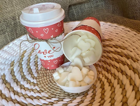Valentine’s Day Custom Wax Melts | Soy Wax Melts | Dye-Free Soy Wax | Coffee Cup | 3.5 oz.