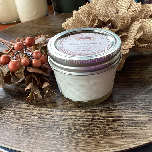 Clear Mason Jar | Ball Mason Jar | Farmhouse Style | Country Style | Soy Candle | Drunkin Punkin Scent