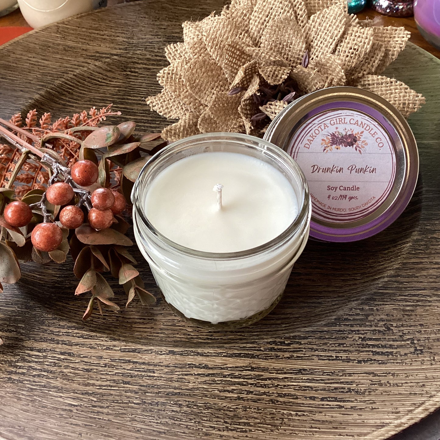 Clear Mason Jar | Ball Mason Jar | Farmhouse Style | Country Style | Soy Candle | Drunkin Punkin Scent