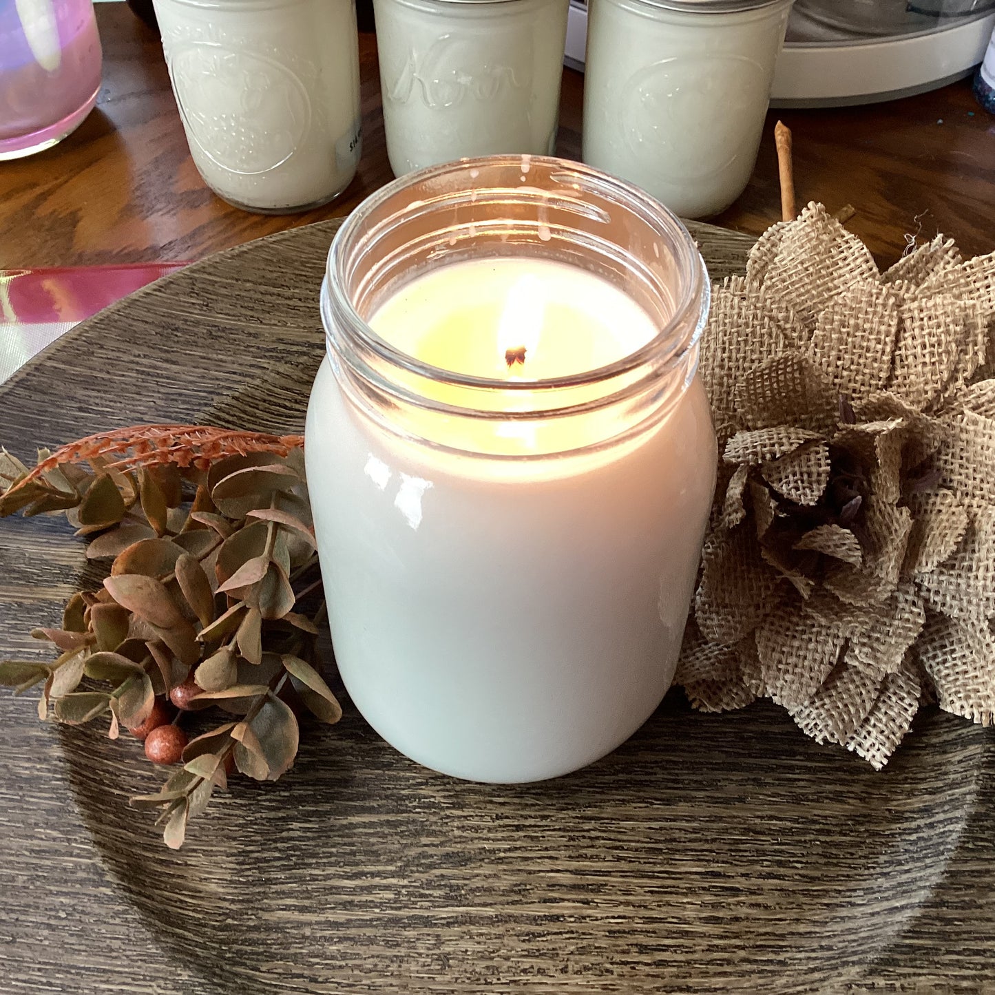 Clear Mason Jar | Ball Mason Jar | Farmhouse Style | Country Style | Soy Candle | Drunkin Punkin Scent