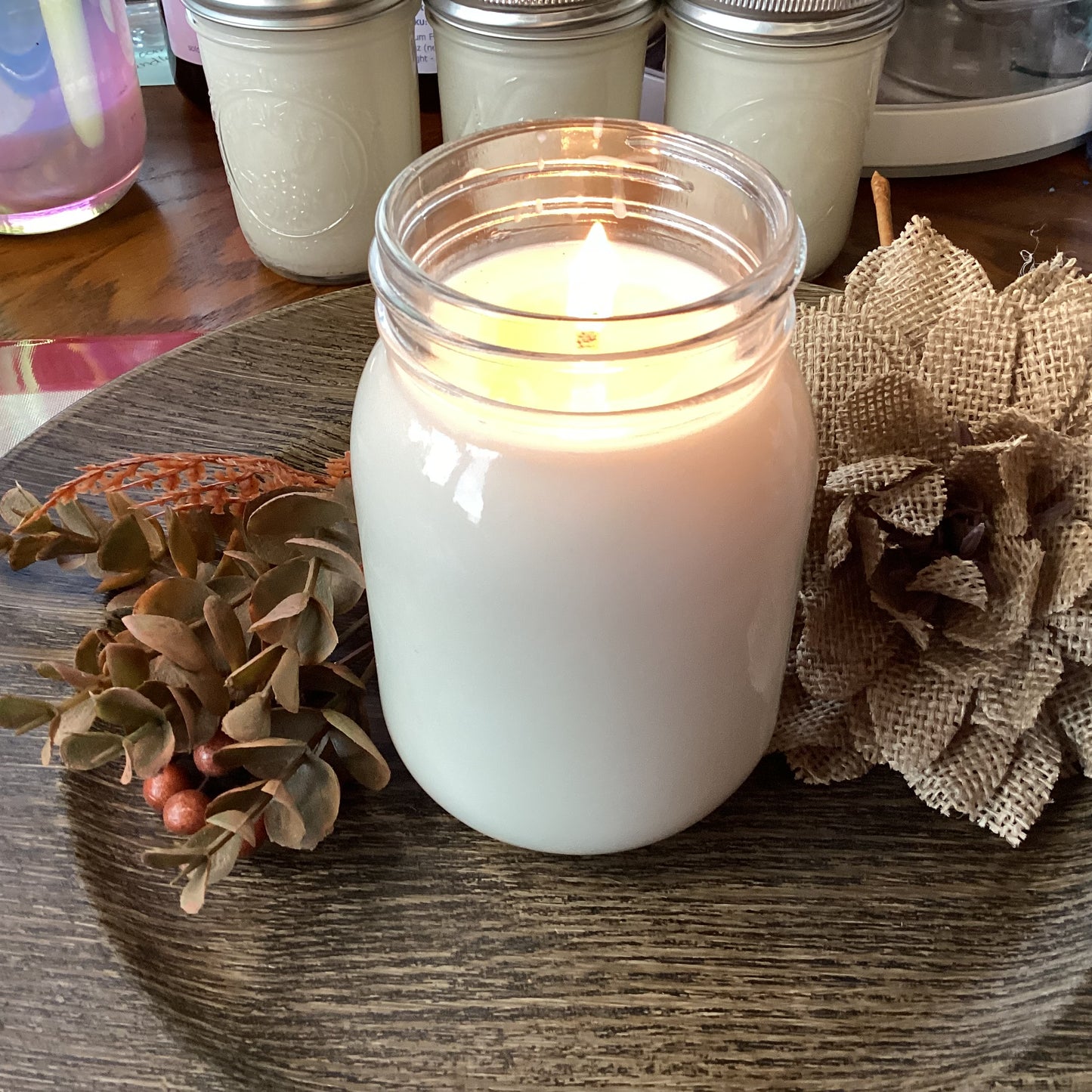 Clear Mason Jar | Ball Mason Jar | Farmhouse Style | Country Style | Soy Candle | Drunkin Punkin Scent